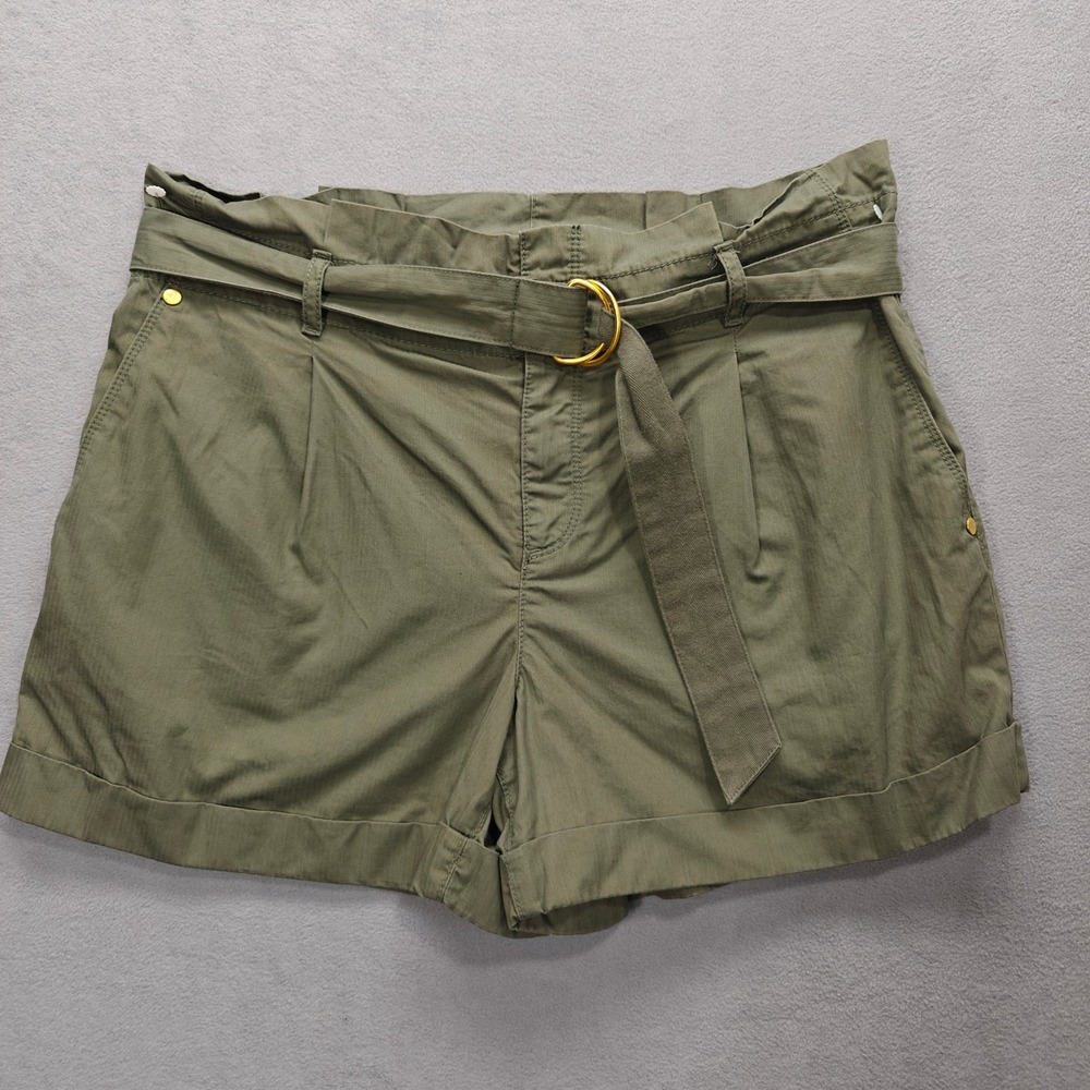 Loft Olive Green Paperbag Shorts Womens Size 6 Belted Cuffed Safari Boho Earthy